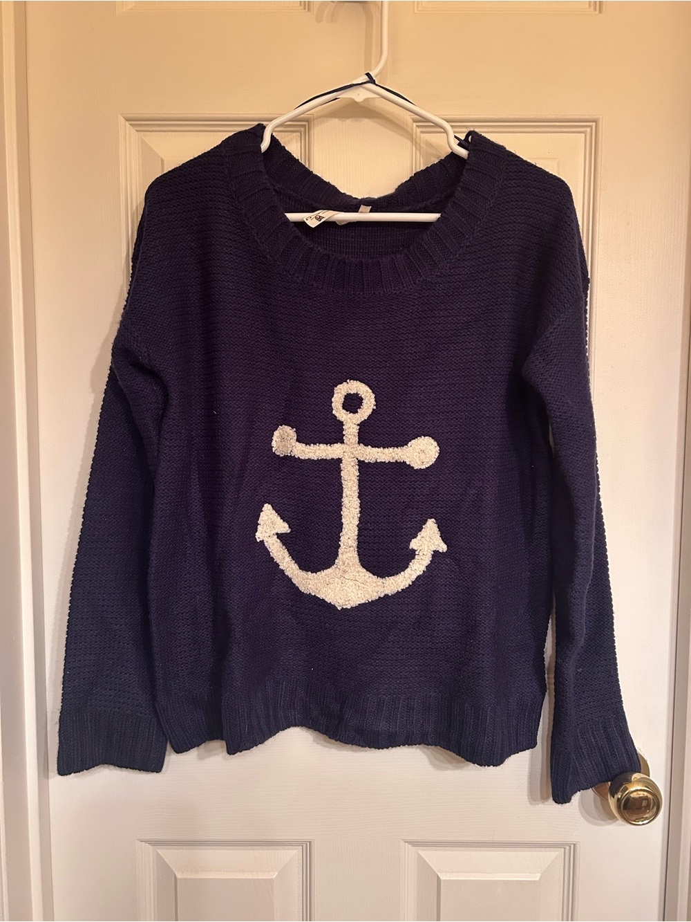 Pink Owl Navy Sweater with White Anchor